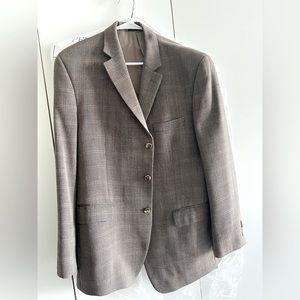 Michael Kors Men's Brown Plaid Suit Jacket Blazer